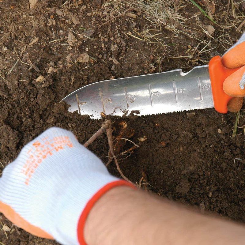 A.M. Leonard Deluxe Soil Knife & Leather Sheath Combo – Hori Hori w/ 6-Inch Stainless Steel Blade