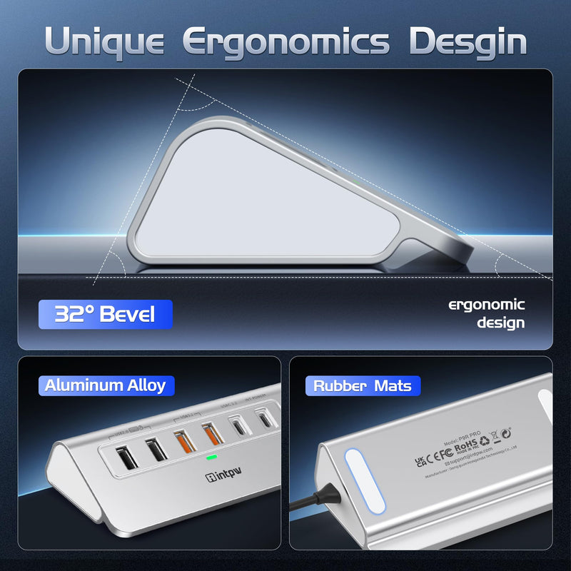 USB C Hub Ethernet, 10-in-1 USB Docking Station 10Gbps with 4K@60Hz HDMI, USB C and 2 USB A 3.2 Data, LAN, 2 USB A 2.0, PD 100W, SD/TF Ports, Powered USB Hub for Laptop, PC, iPhone 16/15, Mac Silver