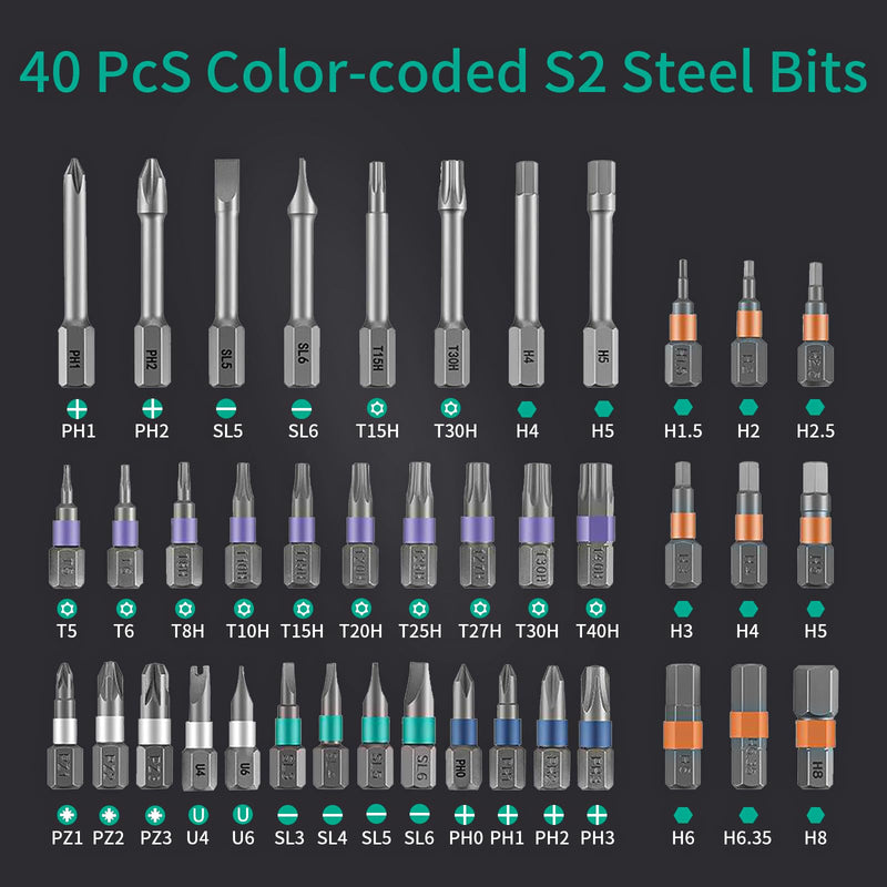 42 in 1 Magnetic Screwdriver Set, DIY Ratchet Screwdriver Set with Detachable Handle, Portable Compact Repair Tool Kit for Furniture Laptop Electronicsv Bicycle 42 in 1 Screwdriver Set