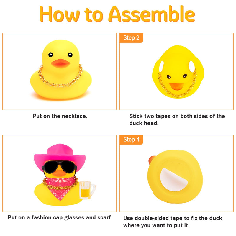 wonuu Rubber Duck Car Ornaments Funny Office Gifts Dashboard Decorations for Cool car Accessories with Cowboy Hat, Black