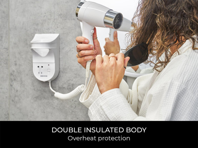 Corby Kendal 1600W Wall Mounted Hair Dryer with Shaver Socket - White