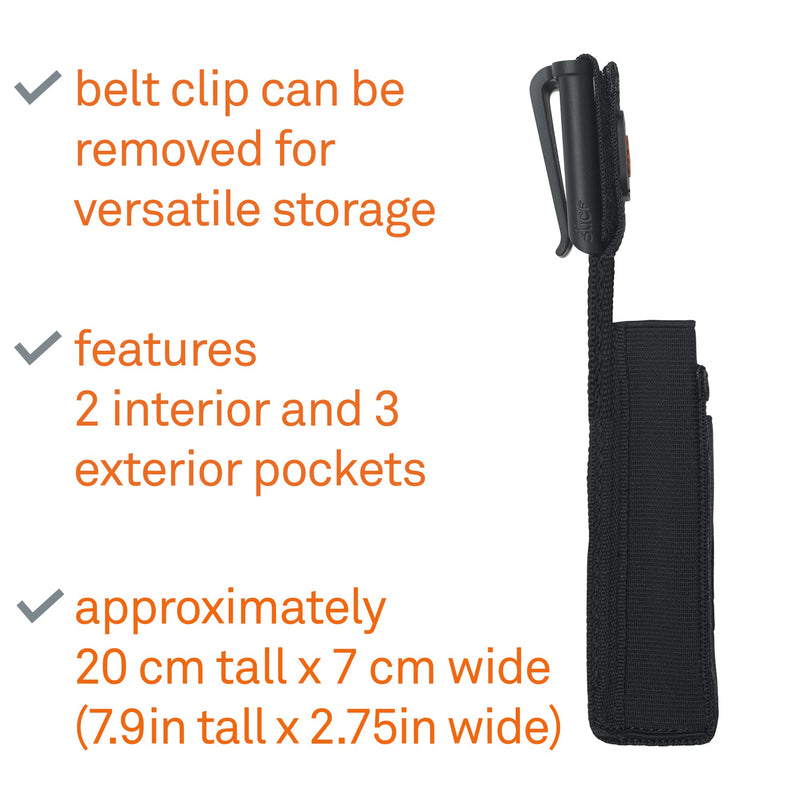 Slice 10516 Tool Holster, Holds Various Tools, Removable Belt Clib, Sturdy and Flexible Pockets, 5 Pockets, Various Sizes, Heavy Duty Industrial Use 12 Pack