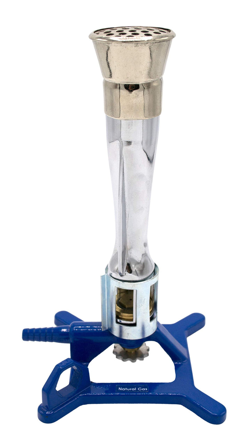 EISCO Meker Bunsen Burner, Natural Gas - Flow Control, Flame Stabilizer, Air Adjustable Cast Iron StabiliBase, Anti-Tip Design with Handle Suitable for use- Eisco Labs
