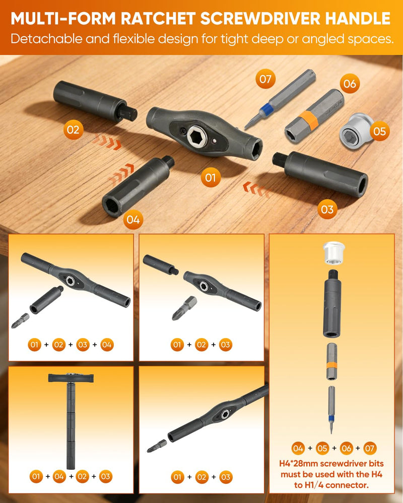 Saker 66 in 1 Magnetic Screwdriver Set Portable Multi Bit Ratcheting Screwdriver Kit with Detachable Handle for Home Electronics,Computer,Furniture, Bike,DIY,Gifts 66 in 1 Classic