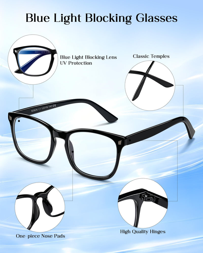 4 Pack Blue Light Glasses for Women Men, UV Protection Blue Light Blocking Computer Glasses – Lightweight Black, Blue, Pink, Clear Transparent