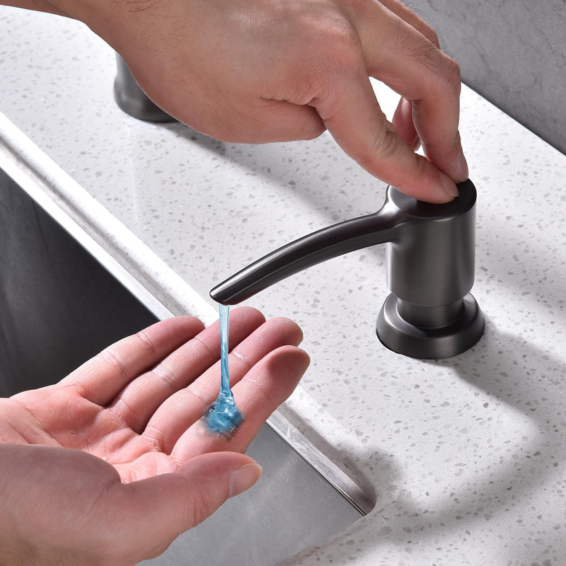 Kitchen Sink Soap Dispenser, Built in Countertop ABS Pump Under Counter Dish Soap Hand Lotion Dispenser (Gray)
