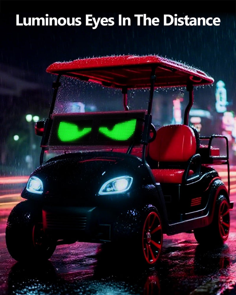 Multifunctional Bright 2PCS Devil Eyes Car Motorcycle/Golf Cart Windshield - 7in x 3in [ Upgraded Chip Two Screens 100% Synchronized ] Programmable LED Eyes for Car - Flex LED Display 2PCS-7in x 3in
