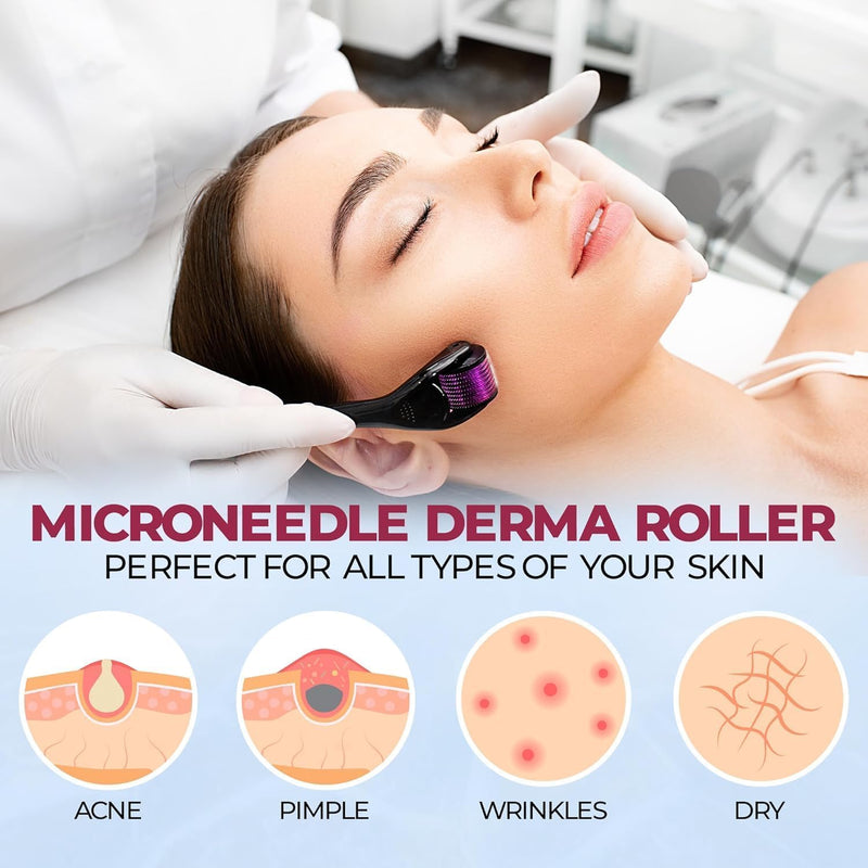 Derma Roller for Body, Hair and Sculp 1.5mm, 540 Titanium Microneedle Dermal Skincare, Microneedling Roller for Men and Women with Storage Case(1.5mm)