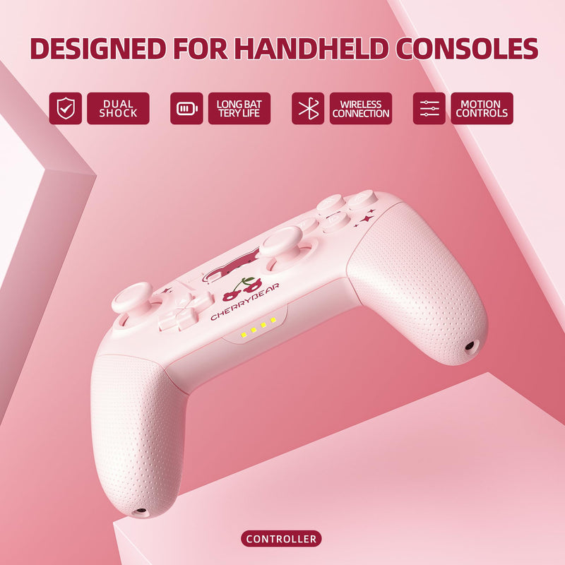 YKASEK Wireless Switch Pro Controller with Carrying Storage Case, Gamepad Remote for Switch Support NFC/Dual Vibration/Screenshot/Wake-up Function, Compatible with Switch/Switch Lite/OLED/PC, Pink