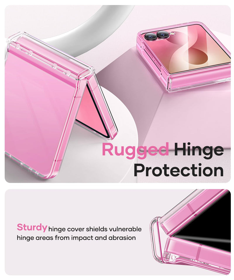 Vihibii for Samsung Galaxy Z Flip 8 Case with Hinge Protection, Clear | Non-Yellowing, Outer Screen Protector, Shockproof, Anti-Slip, Full Body Protective, Durable, Transparent, Slim, Transparent