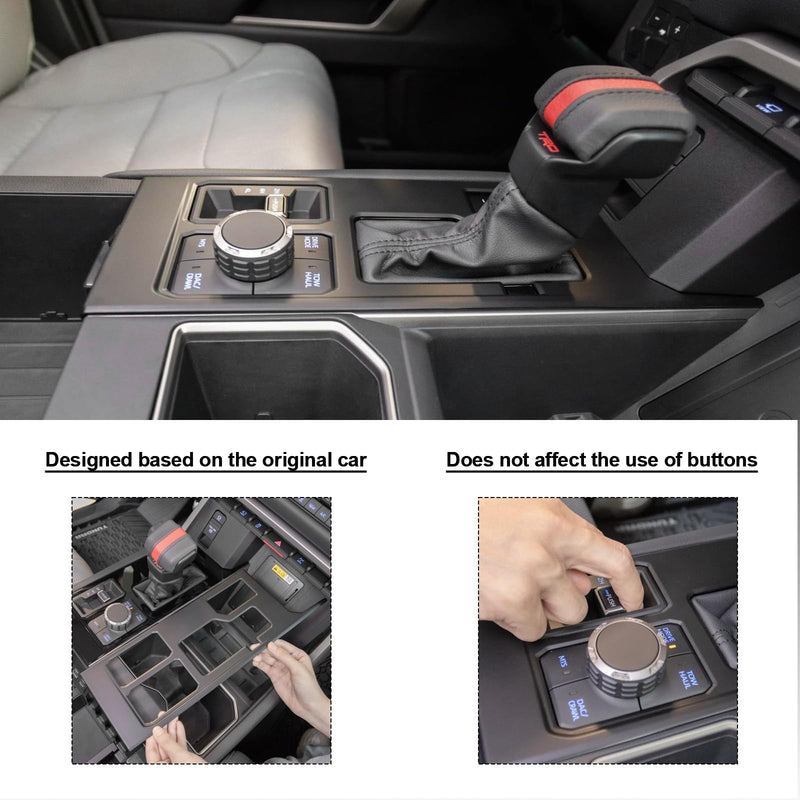 JDMCAR Central Control Gear Shift Panel Trim Cover Compatible with 2022 2023 2024 2025 Toyota Tundra/Sequoia Accessories, Gear Shift Control Anti-Scratch Panel Decorative Sticker -Matte Black