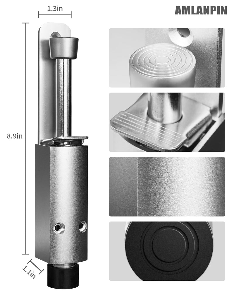 Door Stop - Heavy Duty Spring Loaded Step Down Push On Door Holder/Stopper - Foot Operated Door Holder for Outdoor and Commercial Use (1, Silver) 1