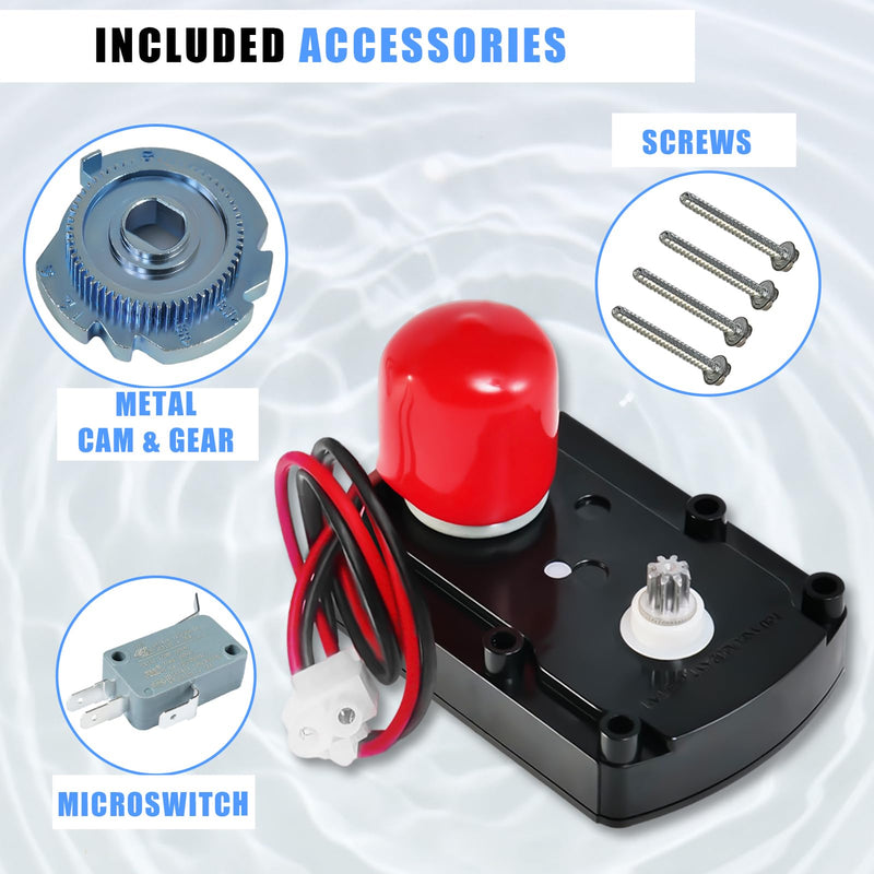 7286039 7281291 Water Softener Valve Motor with Gear 7283489 and Screws,Replaces OEM: 7384691 7384683 7234731 7368116 WS26X10021 WS26X21821 Fit for Softener System