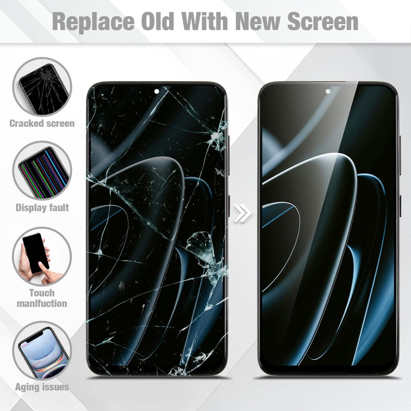 for Samsung Galaxy S23 5G Screen Replacement,Black with Frame, Incell | for SM-S911U S911A S911W,LCD Display Digitizer Touch Screen Assembly,Includes Tools,No Fingerprint