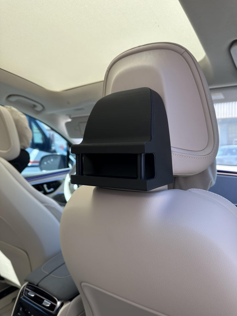 Headrest Adapter for Postless Headrest EQE, EQS, EQE350, EQS450, GLC SUV Coupe, E Class, C Class Sedan, SUV using a Two-Post Tablet Mount Holder That fits iPad, Pro, Air, Galaxy 1