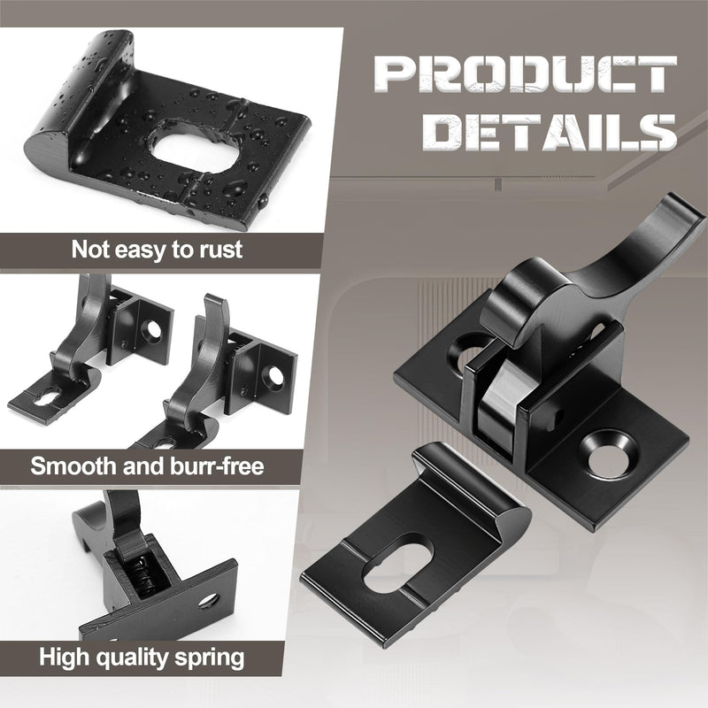 Lounsweer 16 Pcs Brass Heavy Duty Cabinet Door Latch Cabinet Closets Door Elbow Latch with Mounting Screws Hardware for Bedroom Bathroom Window Catch(Black) Black