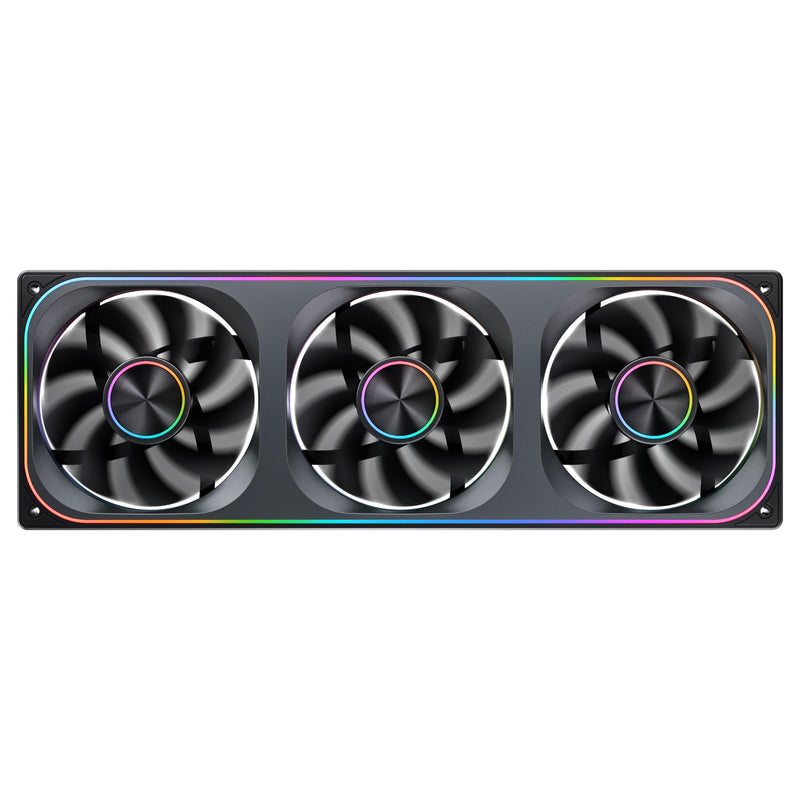 JONSBO ZA-360BR (Reverse) PC Case Fan,All(3)-in-One,Single Frame Unit 120mm ARGB Fan,PWM,Reverse Blade Silent Fans with 4-Sides Infinity Mirror,28mm Thick Multiple Led Beads,Installation Ref to Tips 360mm(Reverse) Black