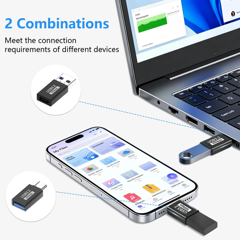 USB to USB C Adapter, USB C Female to USB Male 10Gbps Type C for iPhone 17/16/15/14/13 Plus Pro Max,iPad Air Mini 6 7,Galaxy S23 S24,iPad Air (5 Pack USB A to USB C & 5 Pack USB C to USB A, 10Pack) 5 Pack USB A to USB C & 5 Pack USB C to USB A