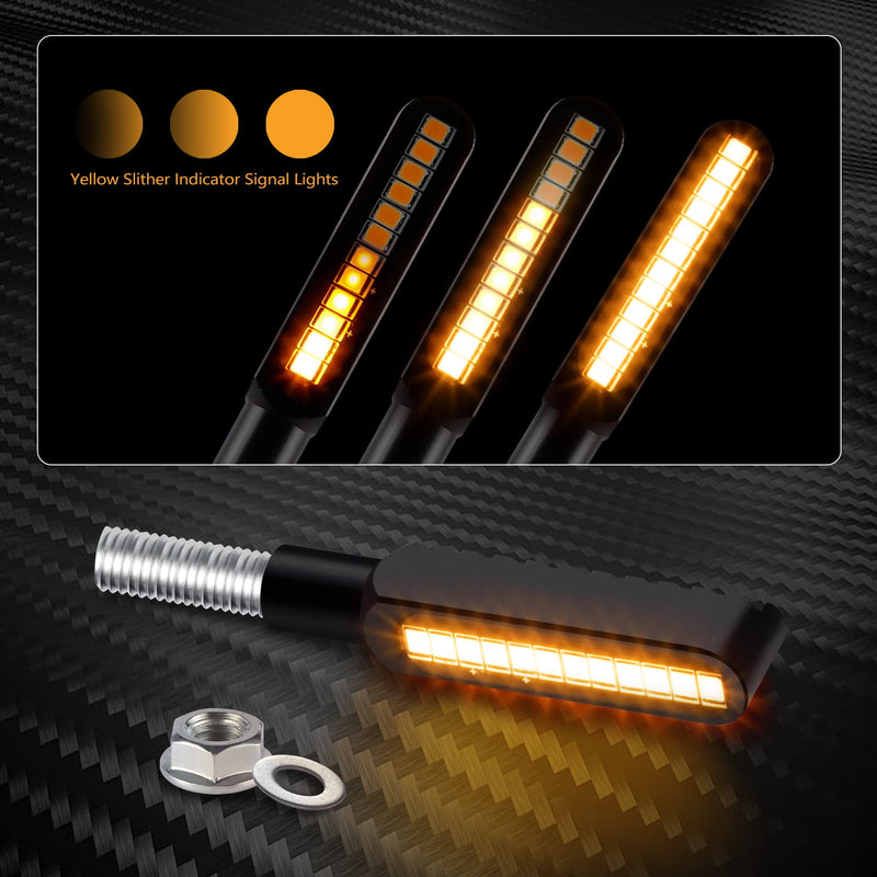 2PCS Flowing LED Motorcycle Turn Signal Lights, Aluminum Alloy 12V Super Bright Motorbike Front Rear Blinkers Indicators Fit for Harley Honda KTM Kawasaki Suzuki Yamaha - Amber