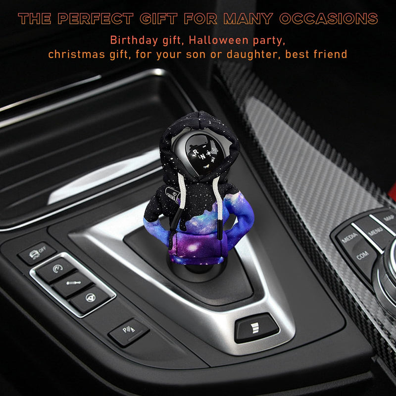 Car Gear Shift Hoodie, Mini Funny Fashionable Automotive Gear Shifter Cover, Winter Warm Car Shift Knob Sweater Protector, Universal Interior Car Accessories for Decoration (Starry Sky) Starry Sky