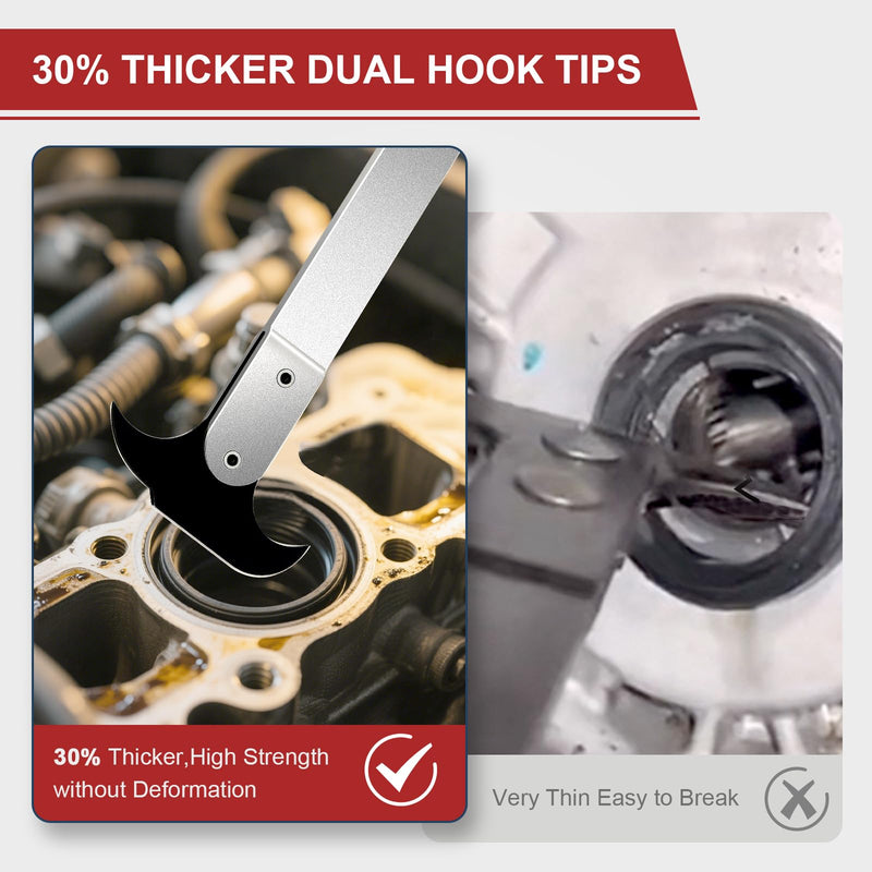 Seal Puller, 3rd Generation Oil Seal Removal Tool with 30% Thicker Dual Hook Tips and Heat-Treated Steel, Seal Puller Tool Perfect for Car, SUV, Light Truck and Machine Repair