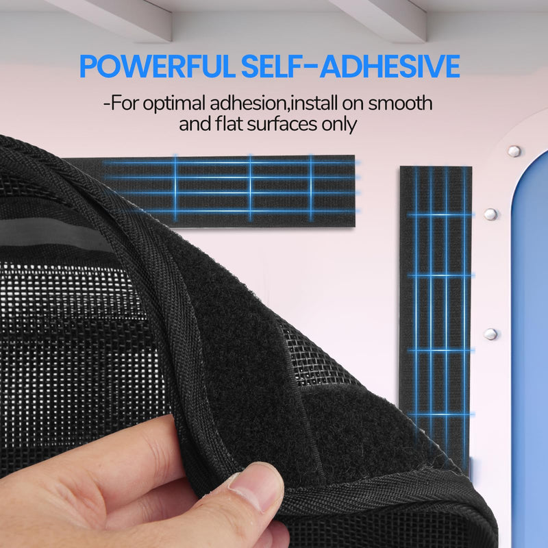 Boat Zippered Mesh Storage Bag with Reflective Strip, 3D Gusset, Self-Adhesive Boat Caddy Organizer for Tools & Tackle, UV/Saltwater Resistant 13.7" x 10" x 2.7" 1