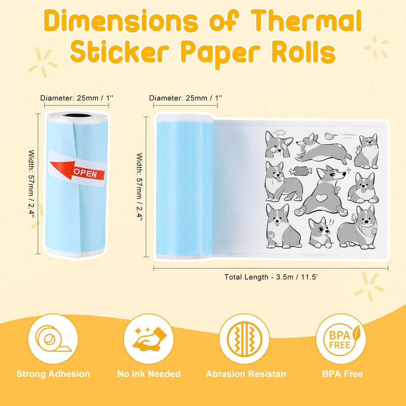  [AUSTRALIA] - 10 Rolls Mini Printer Paper, Thermal Pocket Printer Paper Rolls, 57 X 25mm Inkless Self-Adhesive Printable Sticker Compatible with Most Series Printers Portable Thermal Printers Color & White
