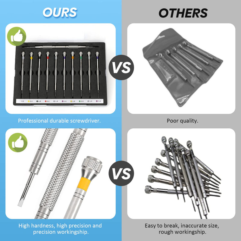 10PCS Professional Watchmaker Screwdriver Set + 1PCS Spring Bar Tool, Watch Screwdriver for Watch Repair, Eyeglasses Repair, Jewelry Work, Electronics Repair