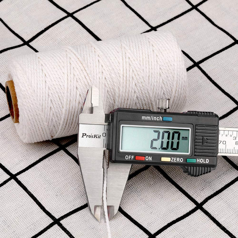 G2PLUS White String, Cotton Bakers Twine, 328 Feet 2MM Natural White Cotton String for Crafts, Gift Wrapping Twine, Home Decor, Gift Packaging 2MM 328 Feet