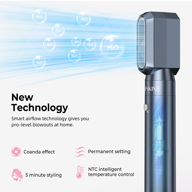 Atopskins Air Styler 6 in 1 Hair Styler Set 200 Millions Negative Ionic Airbrush 6 in 1 Multi Styler, 1000W High-Speed Hair Dryer Brush, 30mm Air Curler, Hair Dryer Curler, Volumizer, Round Brush Blue