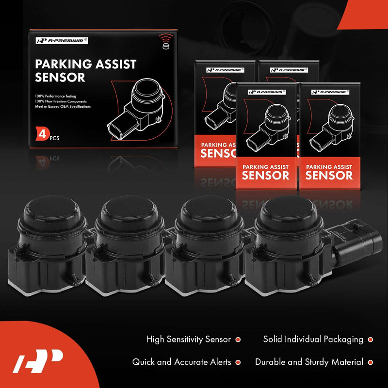 A-Premium 4-PC Reverse Backup Parking Assist Sensor Compatible with Select Jeep and Chrysler Models - KL Series Cherokee 2019-2023, Pacifica 2017-2023, Voyager 2020-2022, Replace# 52112205AA