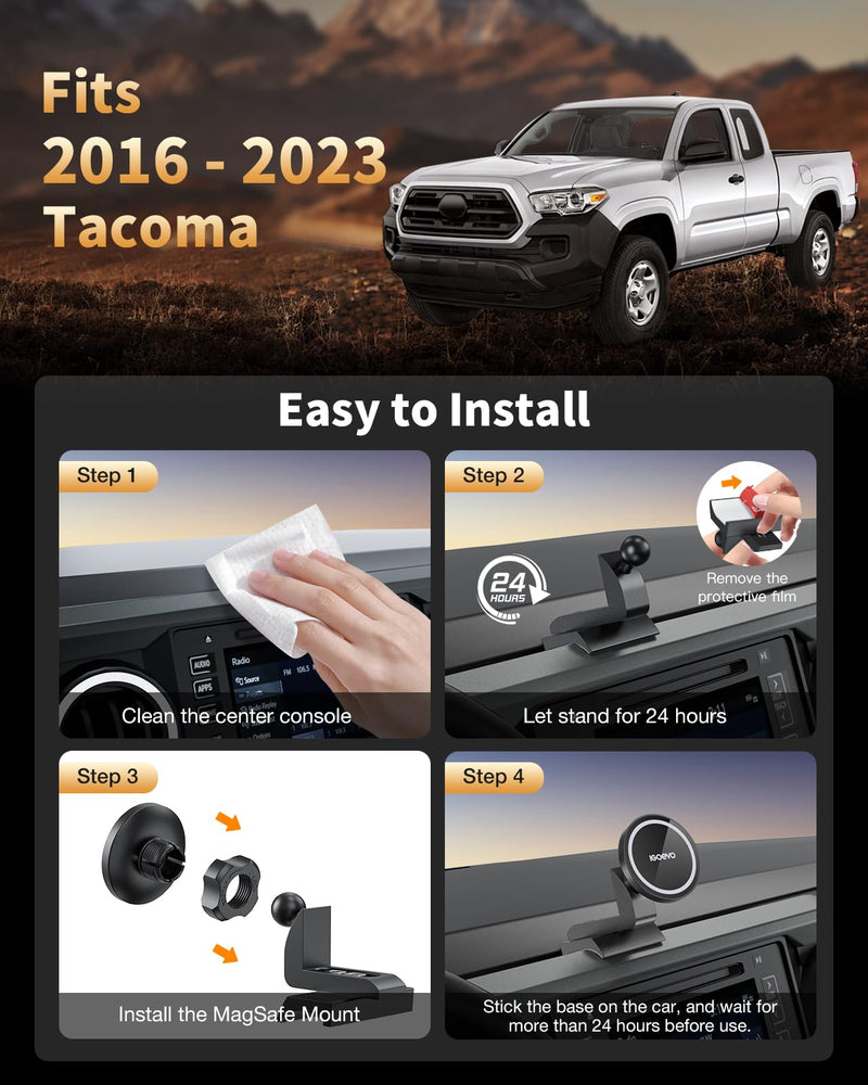 360° Rotating Magnetic Phone Mount for Toyota Tacoma 2016-2023 Dashboard - Secure Hold | Dashboard Phone Holder, Tacoma Phone Mount, Magnetic Car Mount, Toyota Tacoma Accessories Magnetic – Quick & Effortless Use