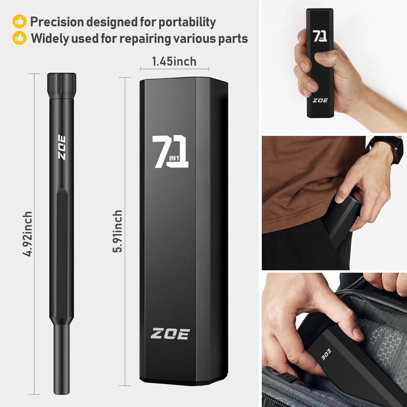ZOE Precision screwdriver set,71 in 1 small screwdriver sets with case and magnetizer,Mini magnetic screwdriver set for Tablets,PC,phones,Watches,PS5,Toys,Cameras repairing kit,mini tool kit Black 71 IN 1 black