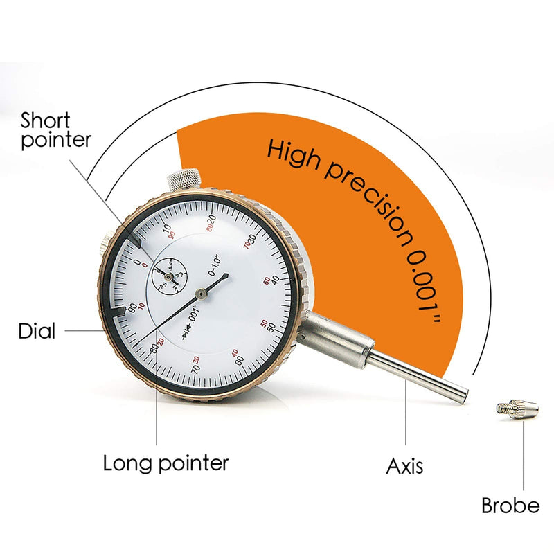 Dial Indicator 0-1" AGD SPEC 0.001" with Graduation Travel Lug Back, 2" Dial Dia measuring tool