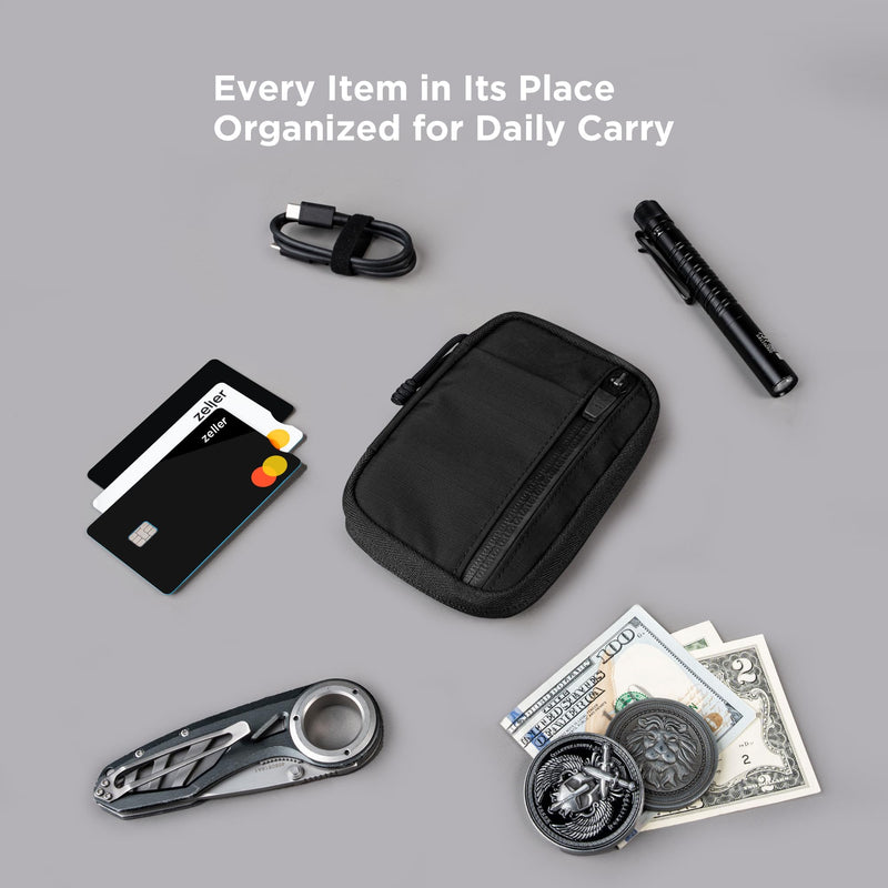 ALPAKA HUB Pouch V2 EDC Organizer for Cables, Cards, Coins, RFID Blocking Small Tool Bag for Everyday Carry and Travel Black