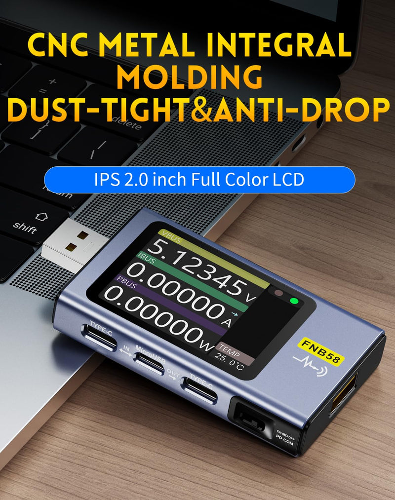 【Upgraded Model USB Tester with Bluetooth, USB Power Multimeter 4-28V 7A LCD USB A&C Voltage Current Power Tester Fast Charge Detection Capacity Measurement, PD2.0/PD3.0,QC2.0/QC3.0