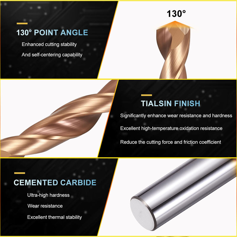 PATIKIL 12.8mm Drill Bit, Carbide Twist Jobber Bits Straight Shank 130° for Drilling Hard Metal Alloy Steel Stainless Steel Titanium Alloys - 1 Pack