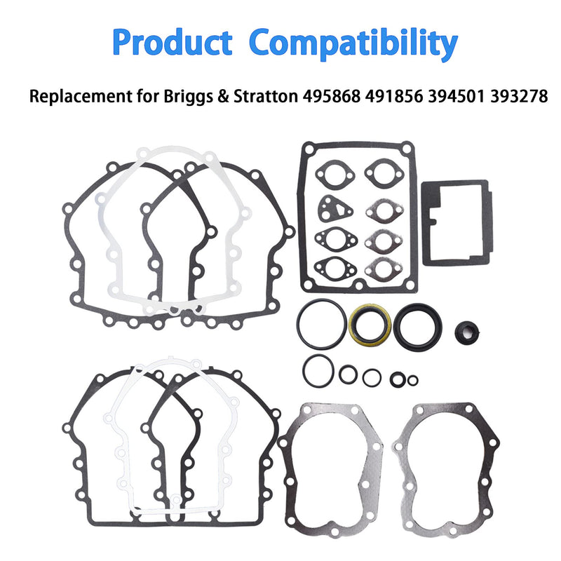 labwork Engine Gasket Set Replacement for Briggs Stratton 495868 491856 394501 393278
