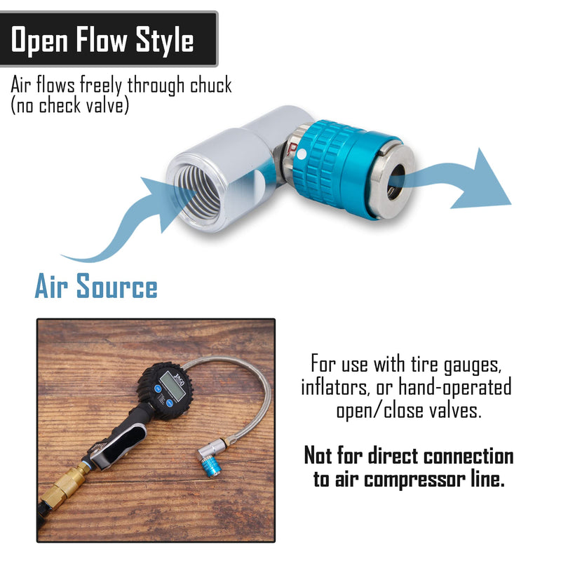 JACO Lightning L3-Series Bike Tire Air Chuck for Presta & Schrader Valves - 1/4" F-NPT (Open Flow) (Pack of 2)