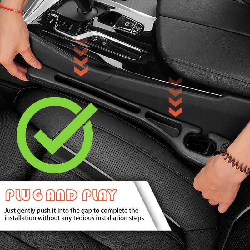 2PCS Car Seat Gap Filler Organizer with Storage Slots,Upgraded Car Gap Filler for Storing Phones,Keys,Items,Plug & Play No Drop Seat Guard for Cars Avoid Items Falling
