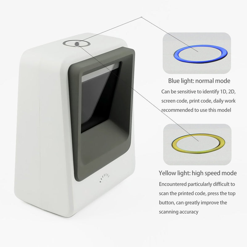 2D Barcode Scanner,Symcode Omnidirectional Hands-Free USB Barcode Reader Scanner for Mobile Payment Computer Screen Scan White