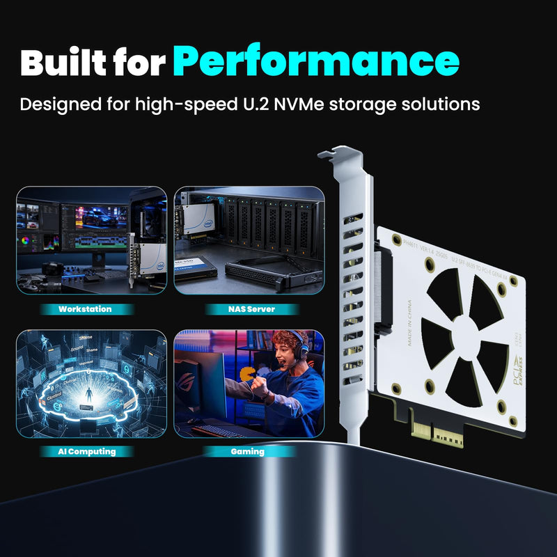 PCIe 4.0 X4 to U.2 NVMe SSD Adapter for 2.5 Inch SFF-8639 1 Port-PCIe 4.0 x4
