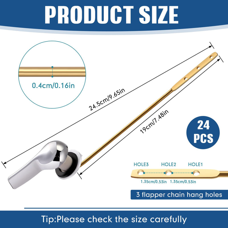 Lasnten 24 Pieces Universal Front Mount Toilet Handle Brass Finish Lever Flush Replacement Handle Parts Toilet Trip Levers for Most Front Mount