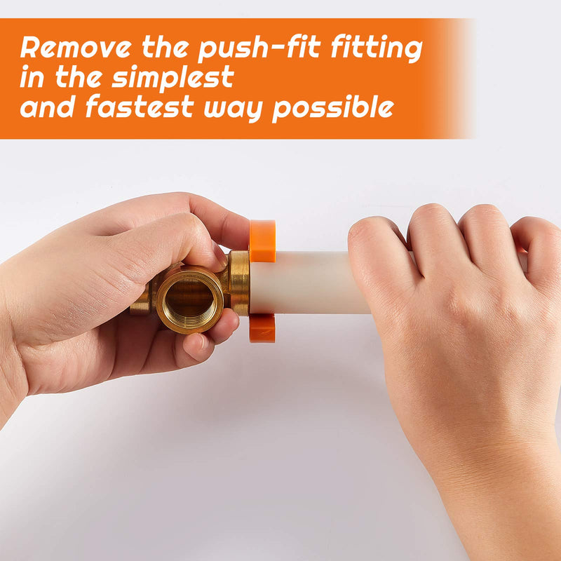 Hotop 5-piece Disconnect Clip Tool Set - Push-fit Fitting Removal Tools for Easy Disconnection, Includes 5 Sizes 1/4, 3/8, 1/2, 3/4, and 1 Inch(Orange) Orange