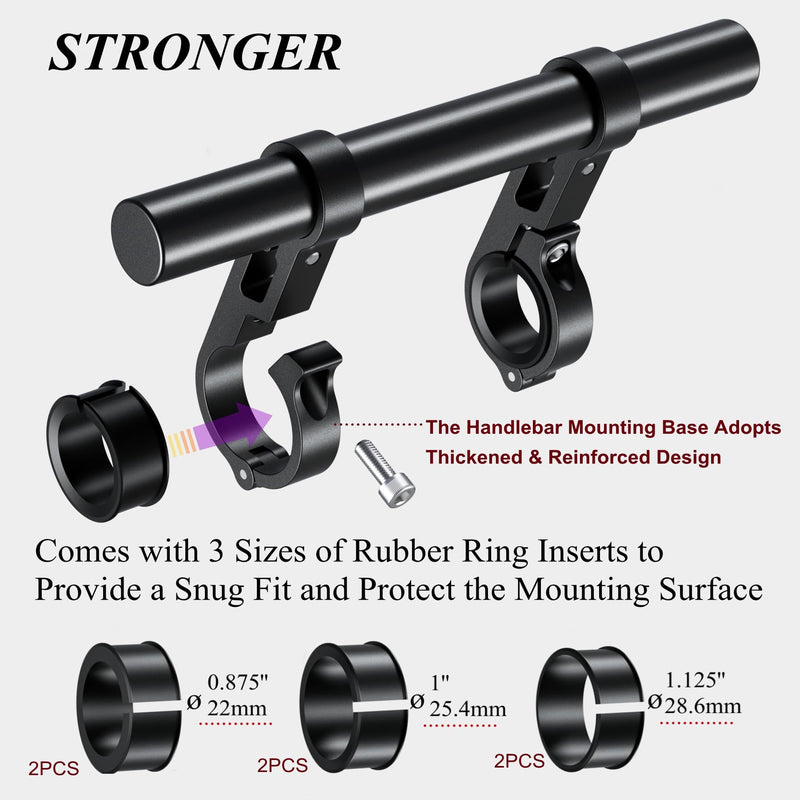 BRCOVAN Aluminum Alloy Handlebar Extender Extensions with 8'' Long Cross Bar with Double Clamp Mounting Base Fit 0.875'' / 1'' / 1.125'' / 1.26'' Handlebars for Bike Bicycle Motorcycle Scooter ATV