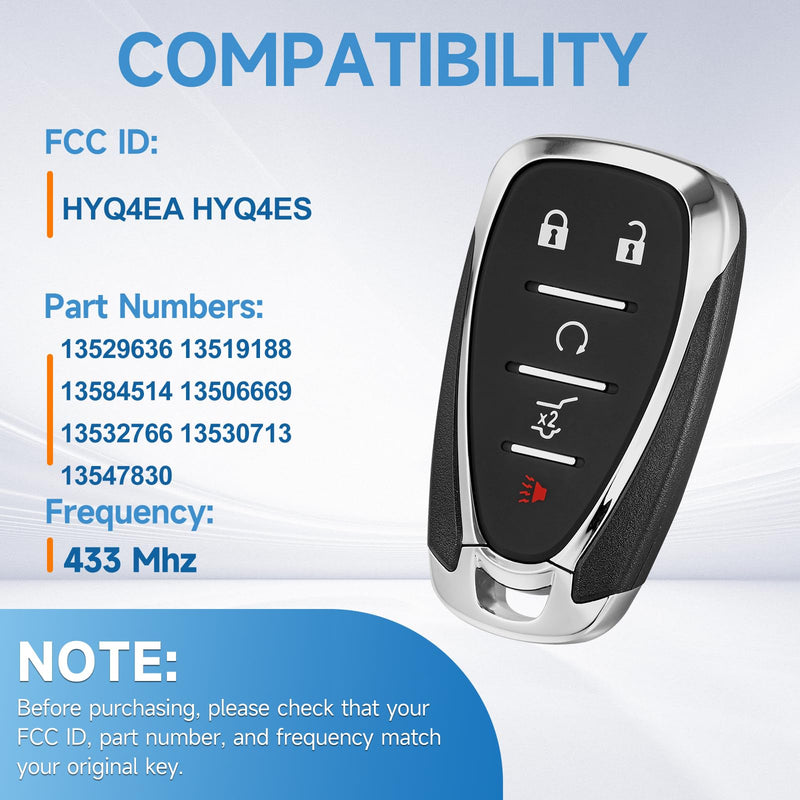 2 Pcs Smart Key Fob Replacement Remote fits for Chevy Blazer 2019-2025 Trailblazer 2021-2025 Traverse 2018 2019 2020 2021 2022 2023 2024 2025 Car Keyless Entry Remote HYQ4EA HYQ4ES 433Mhz