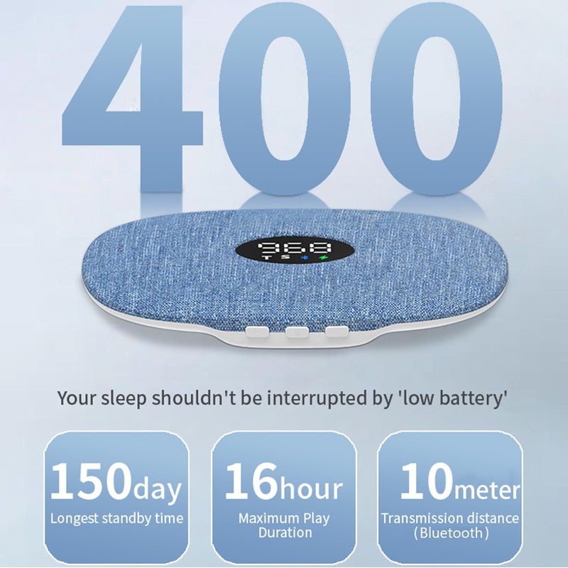 Hesond Under Pillow Speaker Dual Bone Conduction Stereo Bluetooth Wireless Music Portable Sleep Sound Sleep Speaker with LED Display White Noise Timer for Side Sleepers Supports TF Card (Blue) Blue