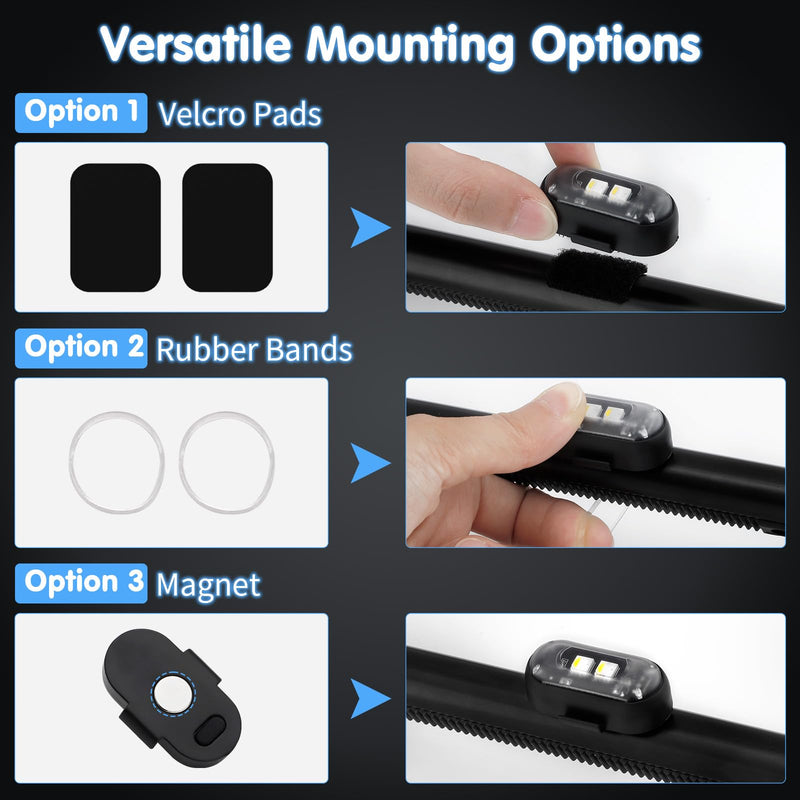 Wireless LED Strobe Lights for Trucks Cars Motorcycles Bikes Remote Control Warning Flashing Anti-Collision Light Mini RGB USB Rechargeable Magnetic 5PCS