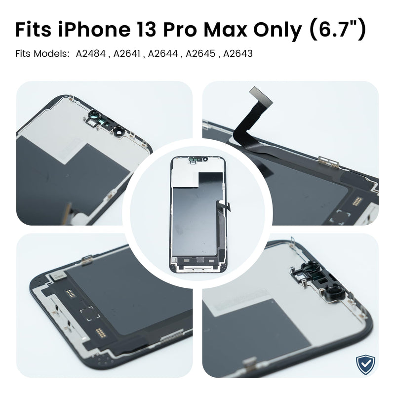 AuraLens for iPhone 13 Pro Max Screen Replacement Kit LCD Display Assembly | A2484 A2641 A2643 A2644 A2645, FHD INCELL Display Digitizer 6.7 Inch, COF, 120Hz, Repair Tools, Adhesive, Screw Pad, Black For iPhone 13 Pro Max (6.7")