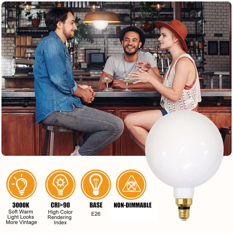 SD LUX Oversized LED Light Bulb Giant Edison Filament Bulb 16W 2400LM (Equi. 200W) E26 Large Bulb Milky Glass for Home Office, Non-dimmable, 1 Pack (Warm White (3000K), G200WT)